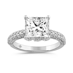 LADIES RING 3 3/4CT ROUND/PRINCESS DIAMOND 14K WHITE GOLD (CENTER STONE PRINCESS DIAMOND 3CT )