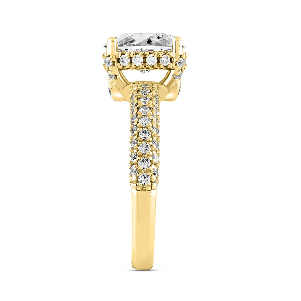 LADIES RING 2 3/4CT ROUND/OVAL DIAMOND 14K YELLOW GOLD (CENTER STONE OVAL DIAMOND 2CT )