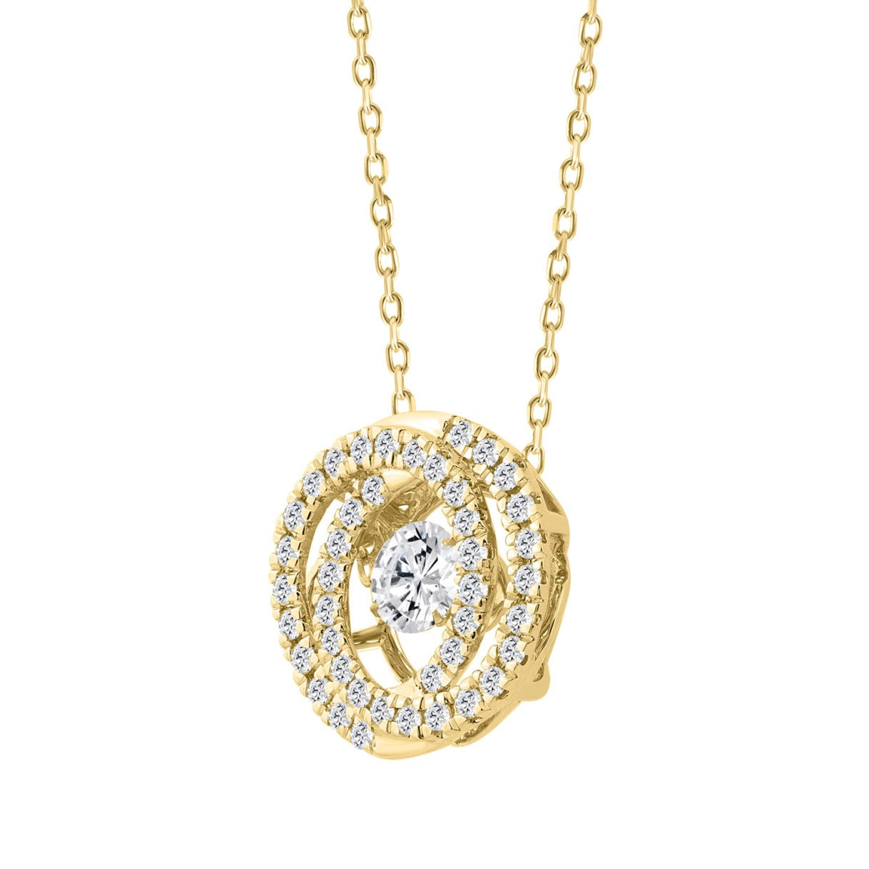 14K YELLOW GOLD 1.00CT ROUND DIAMOND LADIES PENDANT WITH CHAIN (CENTER STONE ROUND DIAMOND 1/2CT)
