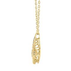 14K YELLOW GOLD 3/4CT ROUND/PEAR DIAMOND LADIES PENDANT WITH CHAIN (CENTER STONE PEAR DIAMOND 1/2CT)