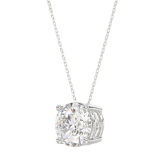 LADIES SOLITAIRE PENDANT WITH UNDER-PASS CHAIN 3CT ROUND DIAMOND 14K WHITE GOLD