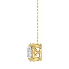 LADIES SOLITAIRE PENDANT WITH UNDER-PASS CHAIN 3CT ROUND DIAMOND 14K YELLOW GOLD