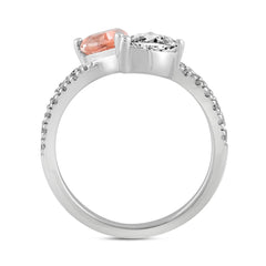 14K WHITE/ROSE GOLD 2.00CT ROUND/PINK PEAR DIAMOND LADIES RING (CENTER STONE PEAR DIAMOND 3/4CT)
