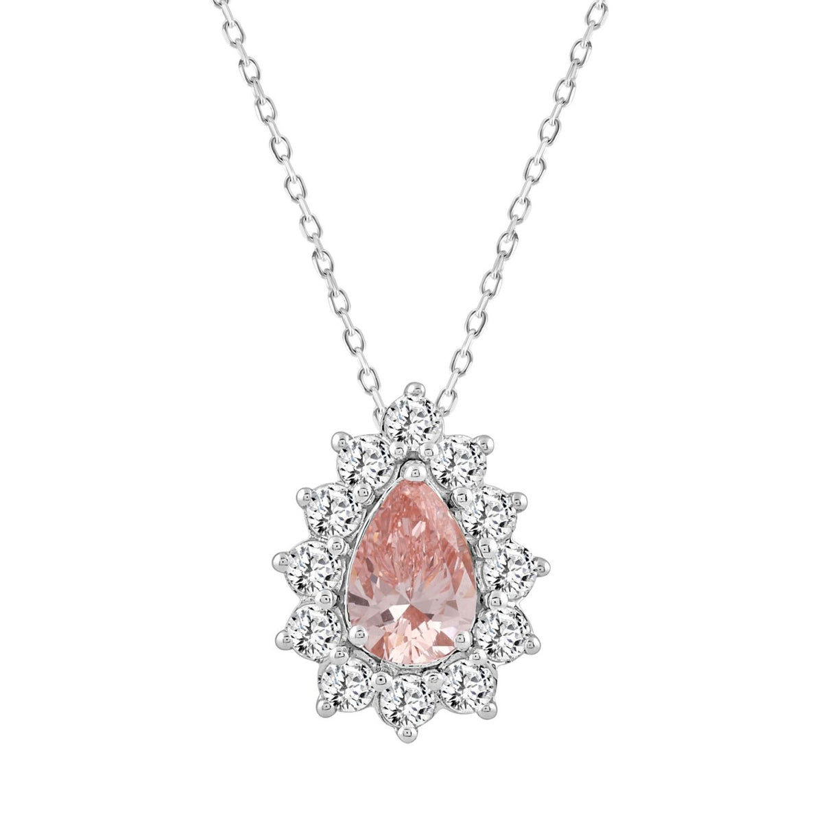 LADIES PENDANT 2 1/2CT ROUND/PEAR DIAMOND 14K WHITE/ROSE GOLD (CENTER STONE PEAR DIAMOND 1CT )