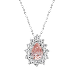 ETERNAL BLUSH COLLECTION LADIES PENDANT 2 1/2CT ROUND/PEAR DIAMOND 14K WHITE/ROSE GOLD (CENTER STONE PINK PEAR DIAMOND 1 1/2CT)