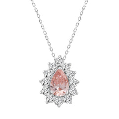 ETERNAL BLUSH COLLECTION LADIES PENDANT 2 1/2CT ROUND/PEAR DIAMOND 14K WHITE/ROSE GOLD (CENTER STONE PINK PEAR DIAMOND 1 1/2CT)
