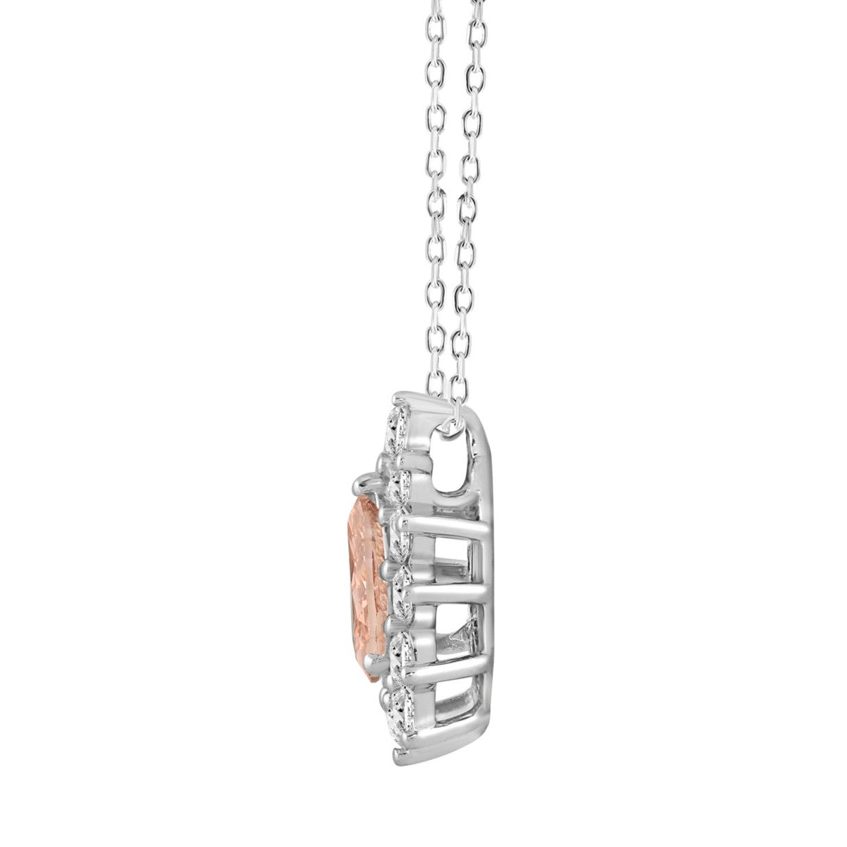 ETERNAL BLUSH COLLECTION LADIES PENDANT 2 1/2CT ROUND/PEAR DIAMOND 14K WHITE/ROSE GOLD (CENTER STONE PINK PEAR DIAMOND 1 1/2CT)