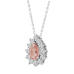 LADIES PENDANT 2 1/2CT ROUND/PEAR DIAMOND 14K WHITE/ROSE GOLD (CENTER STONE PEAR DIAMOND 1CT )