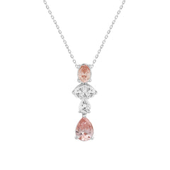 ETERNAL BLUSH COLLECTION 14K WHITE GOLD 2.00CT PINK PEAR &amp; OVAL DIAMOND / PEAR DIAMOND LADIES PENDANT WITH CHAIN