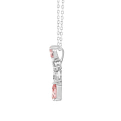 ETERNAL BLUSH COLLECTION 14K WHITE GOLD 2.00CT PINK PEAR & OVAL DIAMOND / PEAR DIAMOND LADIES PENDANT WITH CHAIN