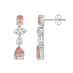 14K WHITE/ROSE GOLD 3 1/2CT OVAL/PEAR DIAMOND LADIES EARRINGS (PINK PEAR DIAMOND)