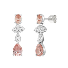 ETERNAL BLUSH COLLECTION 14K WHITE/ROSE GOLD 3 1/2CT OVAL/PEAR DIAMOND LADIES EARRINGS (PINK PEAR DIAMOND 3/4CT/ PINK OVAL DIAMOND  1/2CT)