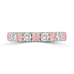 ETERNAL BLUSH COLLECTION 14K WHITE GOLD 1.00 CT ROUND PINK &amp; WHITE DIAMOND ALTERNATING BAND RING