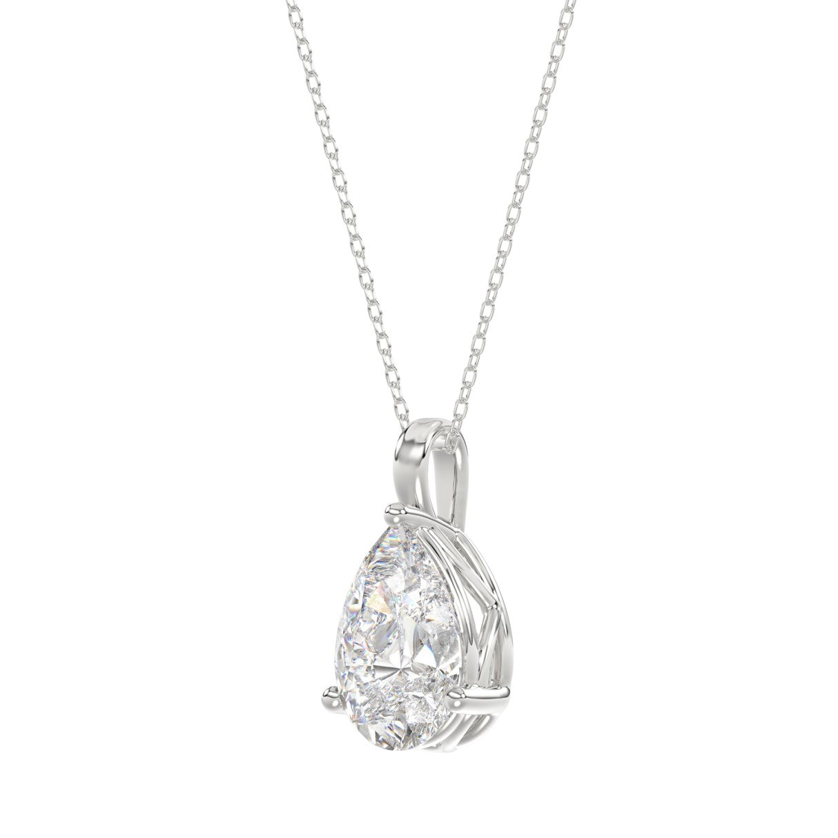 LADIES SOLITAIRE PENDANT 2 1/2CT PEAR DIAMOND 14K WHITE GOLD 