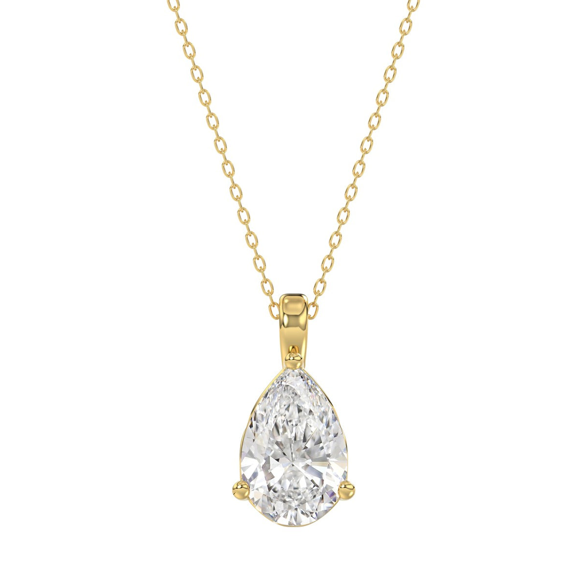 LADIES SOLITAIRE PENDANT 2 1/2CT PEAR DIAMOND 14K YELLOW GOLD