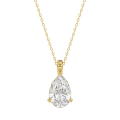 LADIES SOLITAIRE PENDANT 2 1/2CT PEAR DIAMOND 14K YELLOW GOLD 