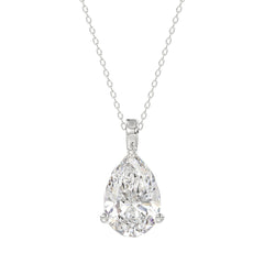 LADIES SOLITAIRE PENDANT 4CT PEAR DIAMOND 14K WHITE GOLD 