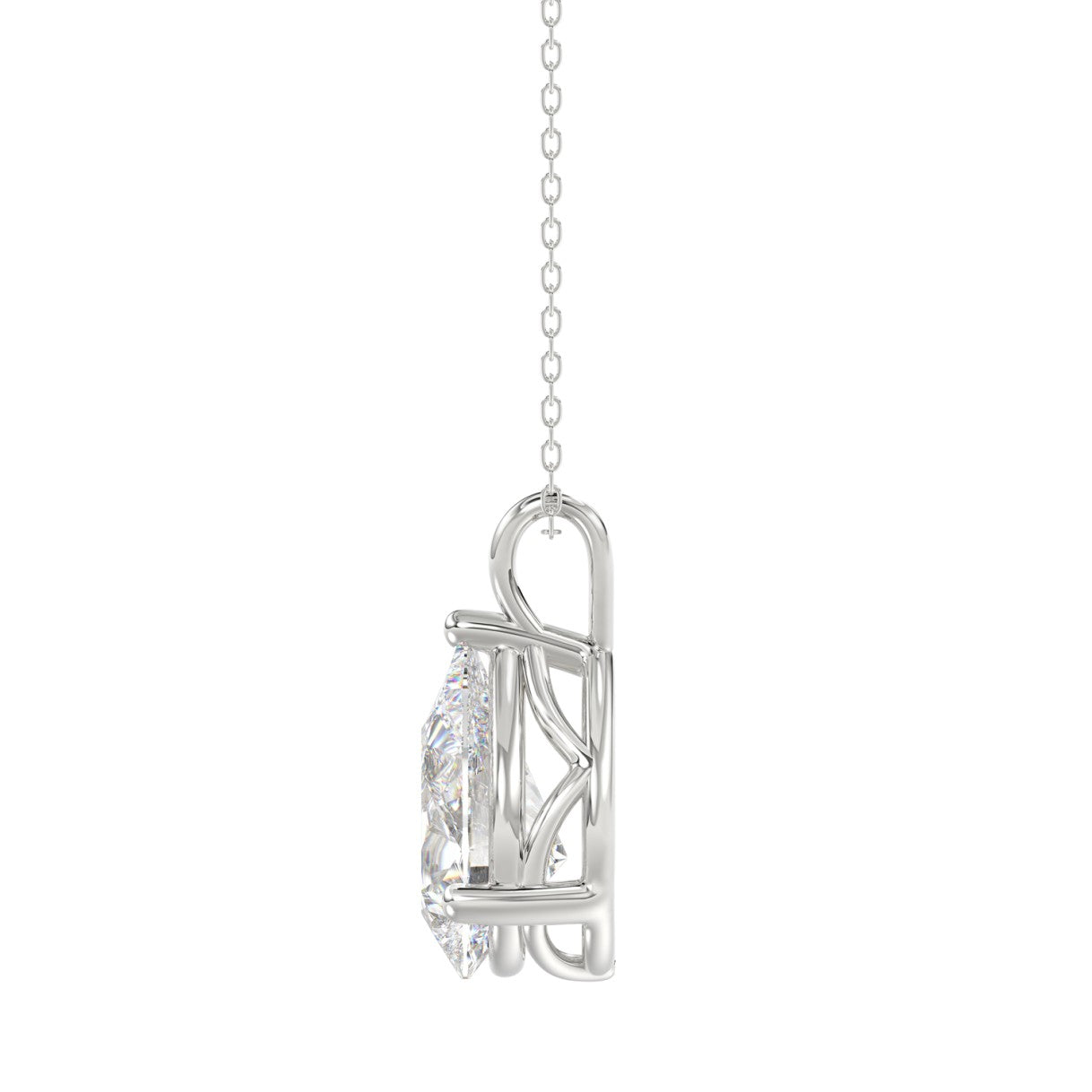 LADIES SOLITAIRE PENDANT 4CT PEAR DIAMOND 14K WHITE GOLD 