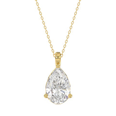 LADIES SOLITAIRE PENDANT 4CT PEAR DIAMOND 14K YELLOW GOLD