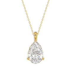 LADIES SOLITAIRE PENDANT 4CT PEAR DIAMOND 14K YELLOW GOLD 