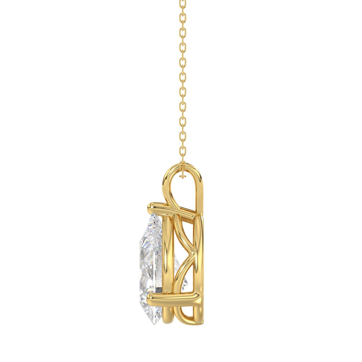 LADIES SOLITAIRE PENDANT 4CT PEAR DIAMOND 14K YELLOW GOLD