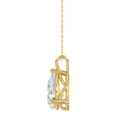 LADIES SOLITAIRE PENDANT 4CT PEAR DIAMOND 14K YELLOW GOLD