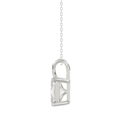 LADIES SOLITAIRE PENDANT WITH CHAIN 2 1/2CT EMERALD DIAMOND 14K WHITE GOLD 