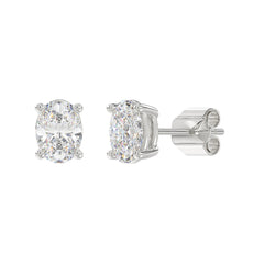LADIES SOLITAIRE EARRINGS 2 1/2CT OVAL DIAMOND 14K WHITE GOLD 