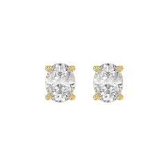LADIES SOLITAIRE EARRINGS 2 1/2CT OVAL DIAMOND 14K YELLOW GOLD 