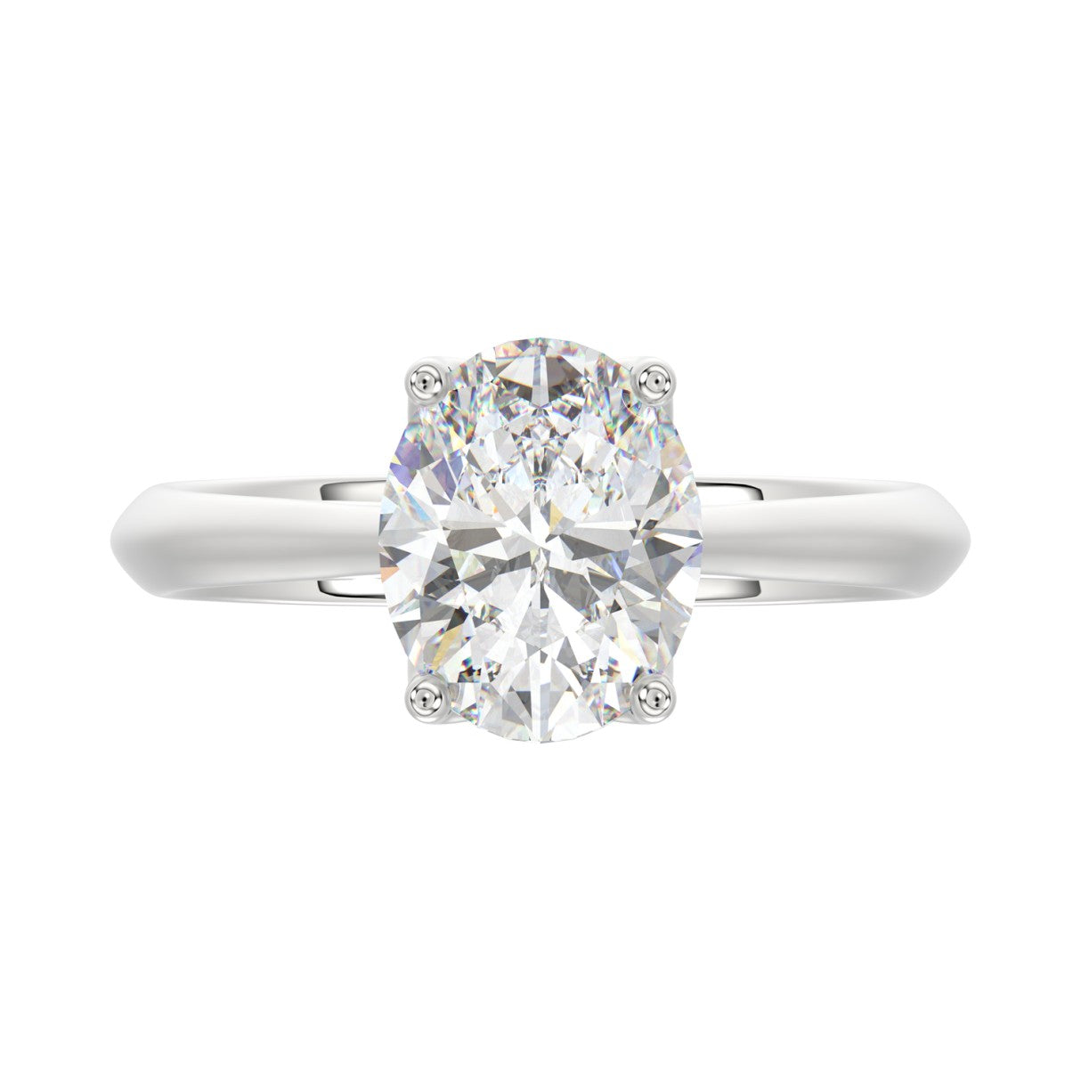 LADIES SOLITAIRE RING 2 1/2CT OVAL DIAMOND 14K WHITE GOLD