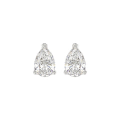 LADIES SOLITAIRE EARRINGS 2 1/2CT PEAR DIAMOND 14K WHITE GOLD