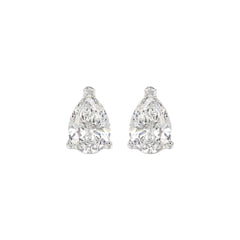 LADIES SOLITAIRE EARRINGS 2 1/2CT PEAR DIAMOND 14K WHITE GOLD 
