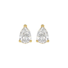 LADIES SOLITAIRE EARRINGS 2 1/2CT PEAR DIAMOND 14K YELLOW GOLD 
