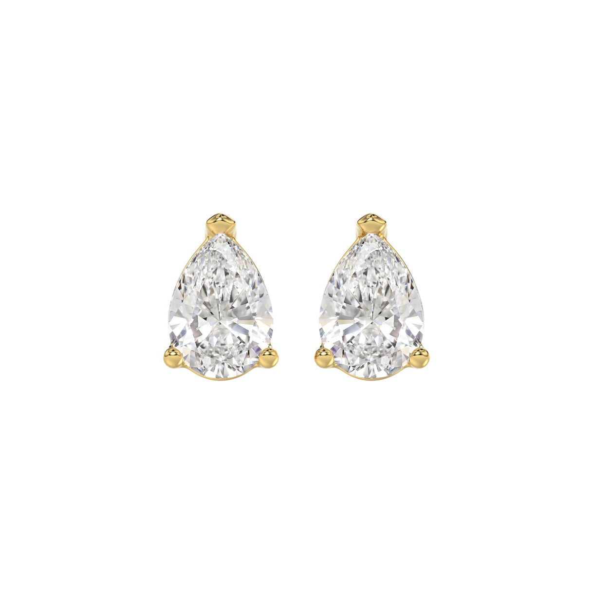 LADIES SOLITAIRE EARRINGS 2 1/2CT PEAR DIAMOND 14K YELLOW GOLD 