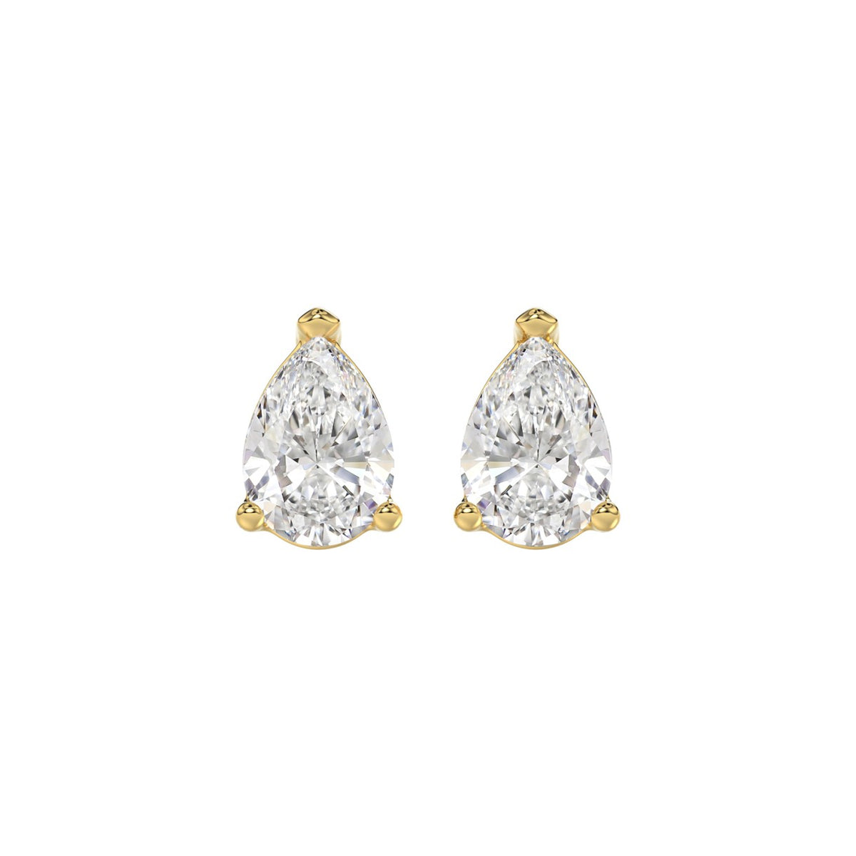 LADIES SOLITAIRE EARRINGS 2 1/2CT PEAR DIAMOND 14K YELLOW GOLD 