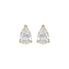 LADIES SOLITAIRE EARRINGS 2 1/2CT PEAR DIAMOND 14K YELLOW GOLD 