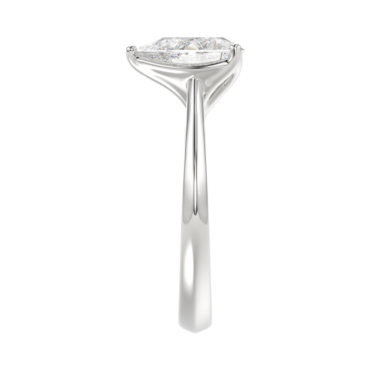 LADIES SOLITAIRE RING 2 1/2CT PEAR DIAMOND 14K WHITE GOLD