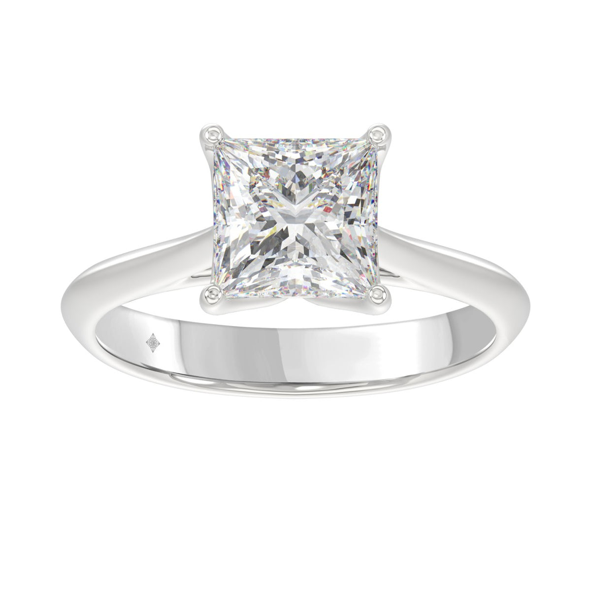 LADIES SOLITAIRE RING 2 1/2CT PRINCESS DIAMOND 14K WHITE GOLD
