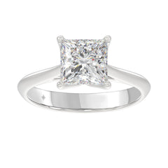 LADIES SOLITAIRE RING 2 1/2CT PRINCESS DIAMOND 14K WHITE GOLD