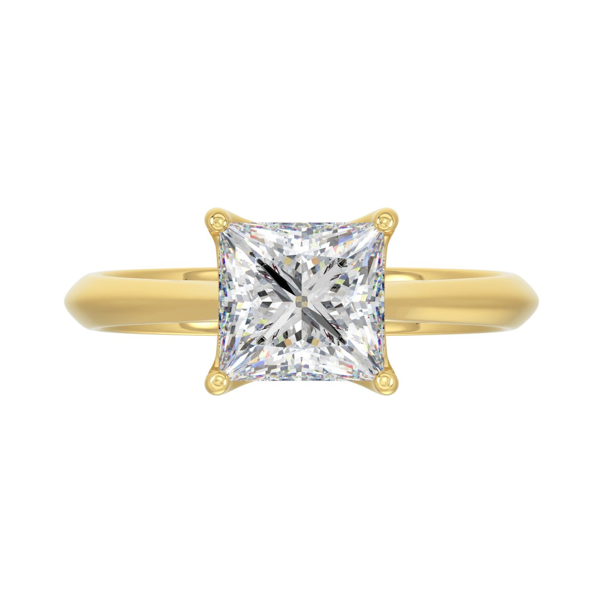 LADIES SOLITAIRE RING 2 1/2CT PRINCESS DIAMOND 14K YELLOW GOLD 