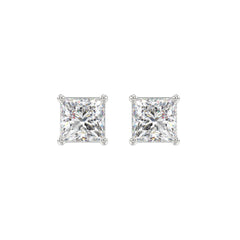 LADIES SOLITAIRE EARRINGS 2 1/2CT PRINCESS DIAMOND 14K WHITE GOLD