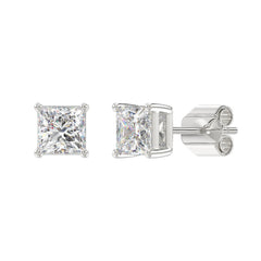 LADIES SOLITAIRE EARRINGS 2 1/2CT PRINCESS DIAMOND 14K WHITE GOLD