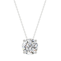 LADIES SOLITAIRE PENDANT WITH UNDER-PASS CHAIN 2 1/2CT ROUND DIAMOND 14K WHITE GOLD 