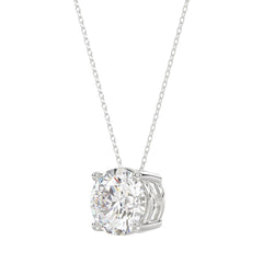 LADIES SOLITAIRE PENDANT WITH UNDER-PASS CHAIN 2 1/2CT ROUND DIAMOND 14K WHITE GOLD