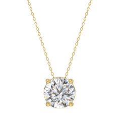 LADIES SOLITAIRE PENDANT WITH UNDER-PASS CHAIN 2 1/2CT ROUND DIAMOND 14K YELLOW GOLD 