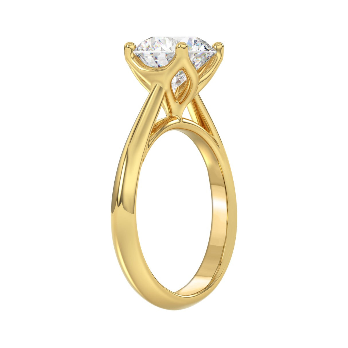 LADIES SOLITAIRE RING 2 1/2CT ROUND DIAMOND 14K YELLOW GOLD