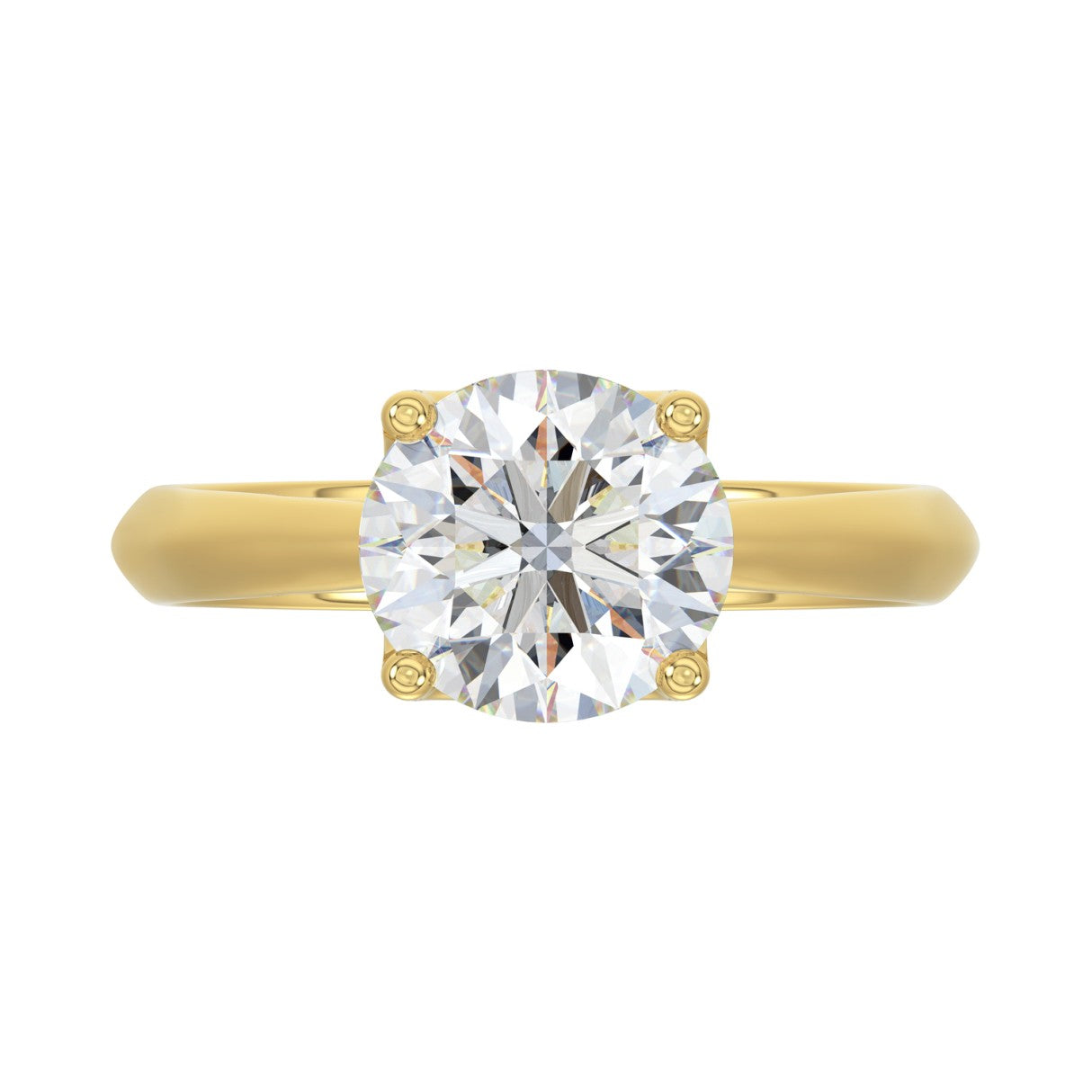 LADIES SOLITAIRE RING 2 1/2CT ROUND DIAMOND 14K YELLOW GOLD
