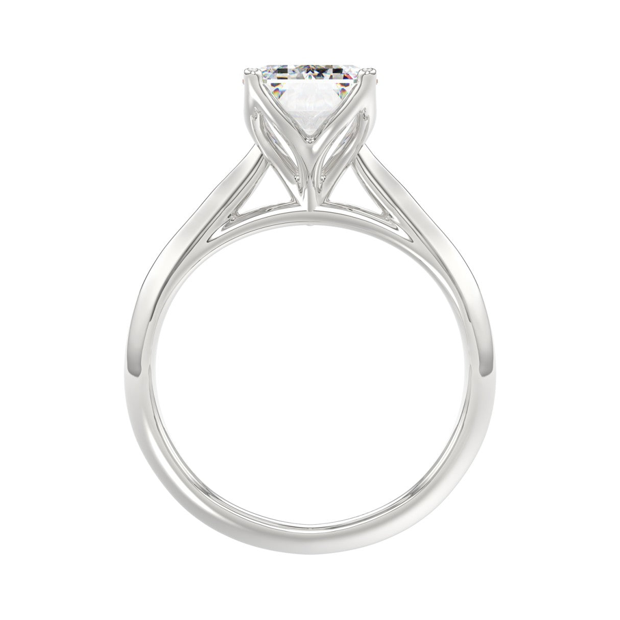 LADIES SOLITAIRE RING 4CT EMERALD DIAMOND 14K WHITE GOLD