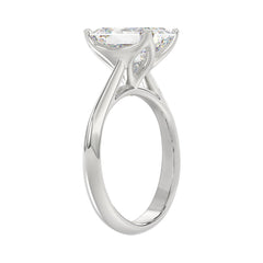 LADIES SOLITAIRE RING 4CT EMERALD DIAMOND 14K WHITE GOLD