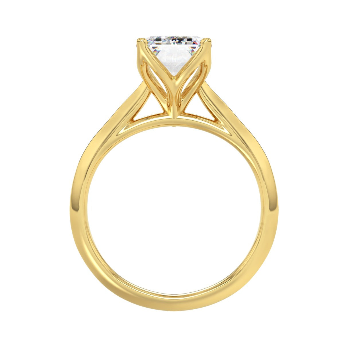 LADIES SOLITAIRE RING 4CT EMERALD DIAMOND 14K YELLOW GOLD